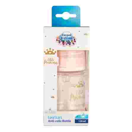 CANPOL BABIES Anti-colic PP Easy Start Royal Baby rožinis buteliukas, 120 ml