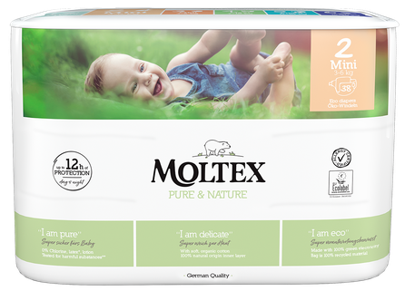 MOLTEX Pure & Nature 2 Mini sauskelnės, 38 vnt.