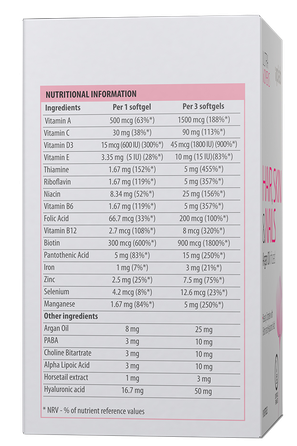 VPLAB HAIR SKIN & NAILS su argano aliejumi minkštos gelio kapsulės, 90 vnt.