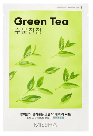MISSHA Airy Fit Green Tea, drėkinanti ir tonizuojanti veido kaukė, 19 g