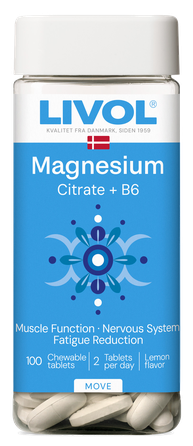 LIVOL  Extra Magnija Citrat +B6 kramtomosios tabletės, 100 vnt.