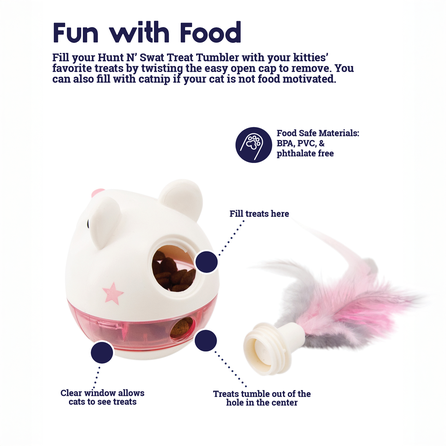 CATSTAGES Hunt N Swat Treat Tumblers, rožinis žaislas, 1 vnt.