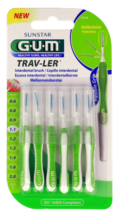 GUM Trav-Ler 1,1 mm  tarpdančių šepetėlis, 6 vnt.