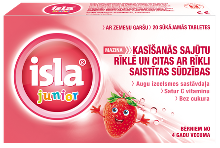 ISLA JUNIOR, braškių skonio,  čiulpiamosios pastilės, 20 vnt.