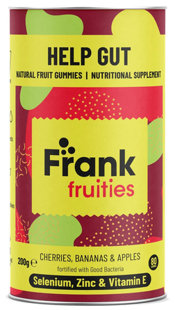 FRANK FRUITIES HELP GUT žarnynui ir mikrobiomos pusiausvyrai  guminukai, 80 vnt.