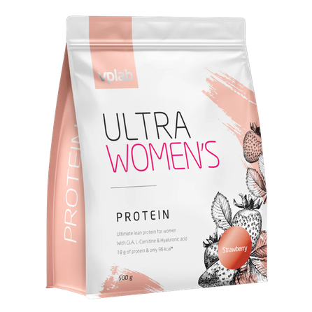 VPLAB Ultra Women`s  išrūgų baltymų kokteilis moterims, braškių skonio,  milteliai, 500 g