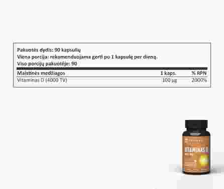 SAPIENS Vitamin D3 4000 PRO kapsulės, 90 vnt.