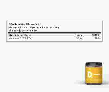 SAPIENS Vitaminas D  guminukai, 60 vnt.