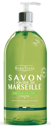 BEAUTERRA Marseille mėtų ir citrinų aromato skystas muilas, 1000 ml