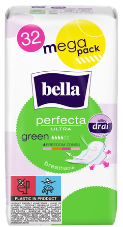 BELLA Perfecta Ultra Green higieniniai paketai, 32 vnt.