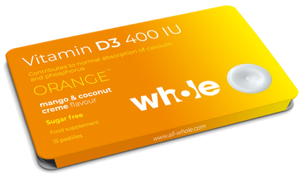 WHOLE Vitamin D3 400 IU pastilės, 15 vnt.