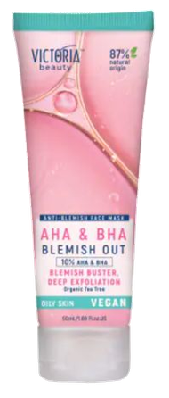 VICTORIA BEAUTY AHA + BHA nuo spuogų veido kaukė, 50 ml