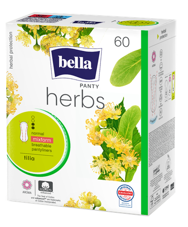 BELLA Panty Herbs Tilia įklotai, 60 vnt.