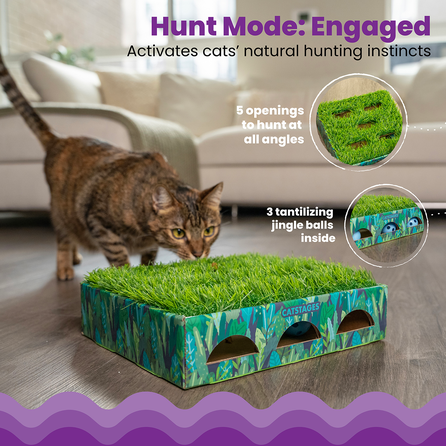 CATSTAGES Grass Patch Hunting Box, S, žalias žaislas, 1 vnt.