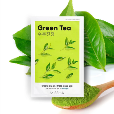 MISSHA Airy Fit Green Tea, drėkinanti ir tonizuojanti veido kaukė, 19 g