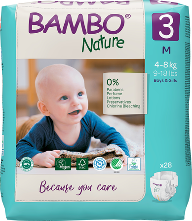 BAMBO NATURE Nature M-3, 4-8 kg sauskelnės, 28 vnt.
