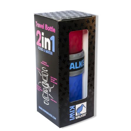 KIWI WALKER kelioninis, 2 in 1, rožinis/mėlynas butelis, 1 vnt.