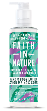 FAITH IN NATURE su levandomis ir pelargonijomis losjonas, 400 ml