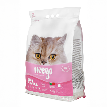 WEEGO BABY POWDER 15L cementuojantis smėlis katės tualetui, 15 L