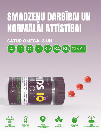 LYL  Kids IQ Krill Oil, vaikams vaisių skonio kramtomosios pastilės, 30 vnt.