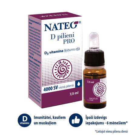 NATEO Pro 4000 IU vitamino D lašai, 7.5 ml