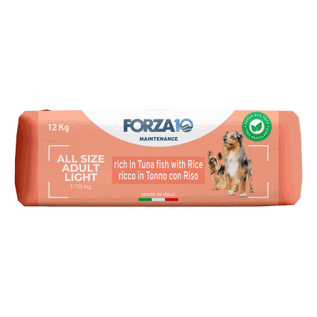 FORZA10 Maintenance Adult All Size Light, su tunu ir ryžiais sausas pašaras, 12 kg
