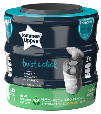 TOMMEE TIPPEE sauskelnių konteineriui  kasetės sauskelnių konteineriui, 3 vnt.