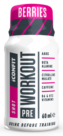ICONFIT  Pre Workout Shot Berries buteliukas, 60 ml