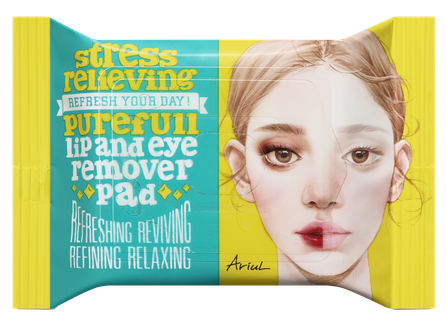 ARIUL Stress Relieving pašalinančios vandeniui atsparų makiažą servetėlės, 30 vnt.