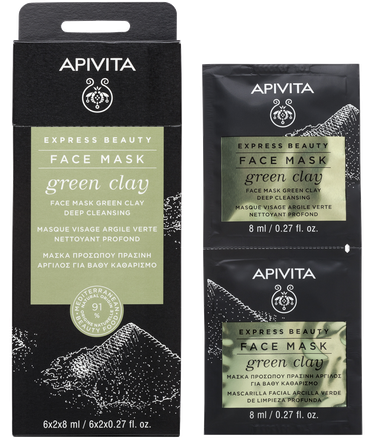 APIVITA Express Beauty Deep With Green Clay (8 ml) veido kaukė, 2 vnt.