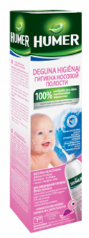 HUMER hipertoninis jūros vanduo užsikimšusiai nosiai, nuo 3 mėn., purškiklis, 150 ml