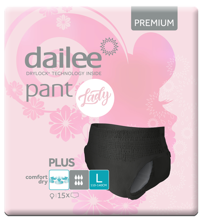 DAILEE Lady Premium Black Plus L sauskelnės-kelnaitės, 15 vnt.