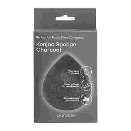 PURABLE Konjac Sponge - Charcoal valomoji kempinėlė, 1 vnt.