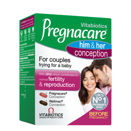 PREGNACARE   Him & Her Conception, poroms, planuojančioms kūdikį tabletės, 60 vnt.