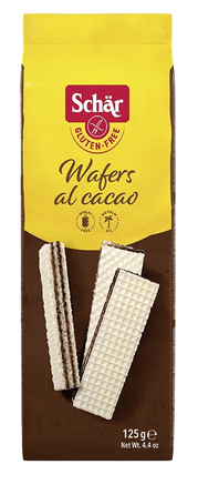 SCHAR Wafers Al Cacao be glitimo šokoladiniai vafliai, 125 g