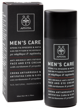 APIVITA Mens Care Anti-Wrinkle, Anti-Fatigue, Face & Eye kremas, 50 ml