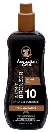 AUSTRALIAN GOLD SPF 10 su apsauga nuo saulės ir bronzantais, purškalas, 237 ml