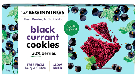 THE BEGINNINGS su juodaisias serbentais sausainiai, 80 g