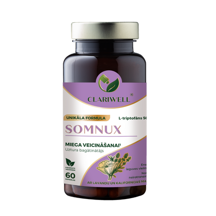 CLARIWELL Somnux Miegui kapsulės, 60 vnt.