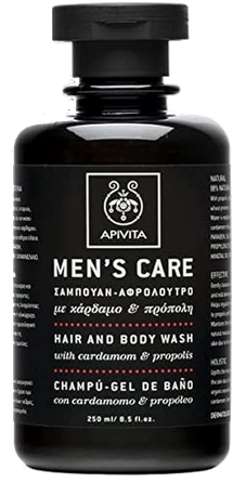 APIVITA Mens Care, Cardamom & Propolis šampūnas ir kūno prausiklis, 250 ml