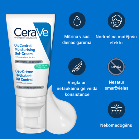 CERAVE Oil Control Moisturising veido kremas, 52 ml