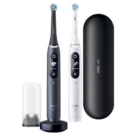 ORAL-B iO8 Duo Black + White elektrinis dantų šepetėlis, 2 vnt.