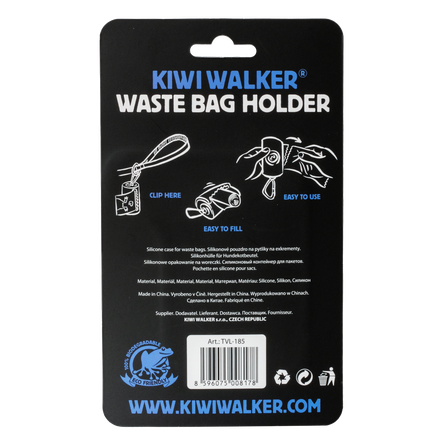 KIWI WALKER patogus, lengvas ir ryškus, mėlynas šunų ekskrementų maišelių laikiklis, 1 vnt.