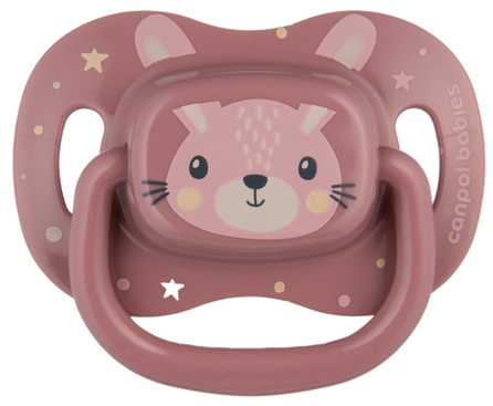 CANPOL BABIES Cute Animals  6-18 mėn, rausvas silikoninis čiulptukas, 1 vnt.