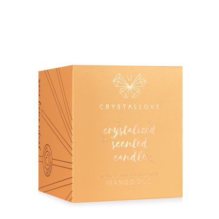 CRYSTALLOVE Calcite Soy Candle & Mango kvepianti žvakė, 400 g
