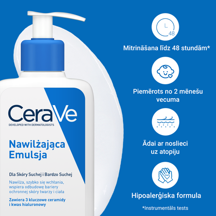 CERAVE For Body And Face With Ceramides Moisturising emulsija, 236 ml