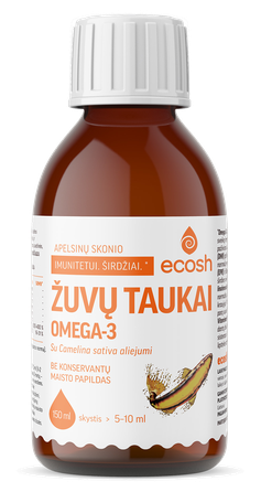 ECOSH su camelina sativa aliejumi, apelsinų skonio žuvų taukai, 150 ml