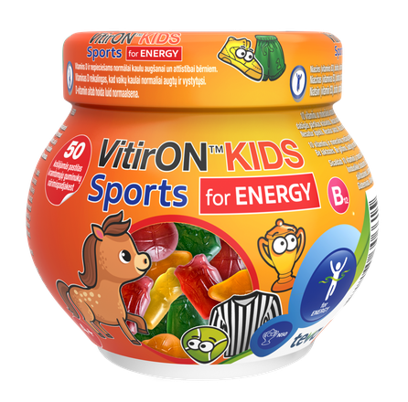 VITIRON Vitiron Kids Sports energijai pastilės, 50 vnt.
