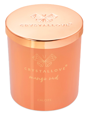 CRYSTALLOVE Calcite Soy Candle & Mango kvepianti žvakė, 400 g