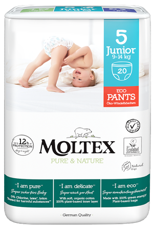 MOLTEX Pure & Nature 5 Junior sauskelnės-kelnaitės, 20 vnt.